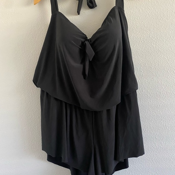 Aqua Green Womens One piece Swimsuit Black Romper 
Size 24W NEW - Picture 6 of 7